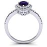 1 Carat Pear Shape Amethyst and Double Halo Diamond Ring In 14 Karat White Gold Image-3