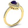 1 Carat Pear Shape Amethyst and Double Halo Diamond Ring In 14 Karat Yellow Gold Image-2