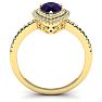 1 Carat Pear Shape Amethyst and Double Halo Diamond Ring In 14 Karat Yellow Gold Image-3