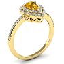 1 Carat Pear Shape Citrine and Double Halo Diamond Ring In 14 Karat Yellow Gold Image-2