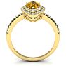 1 Carat Pear Shape Citrine and Double Halo Diamond Ring In 14 Karat Yellow Gold Image-3