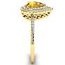 1 Carat Pear Shape Citrine and Double Halo Diamond Ring In 14 Karat Yellow Gold Image-4