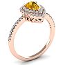 1 Carat Pear Shape Citrine and Double Halo Diamond Ring In 14 Karat Rose Gold Image-2