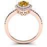 1 Carat Pear Shape Citrine and Double Halo Diamond Ring In 14 Karat Rose Gold Image-3