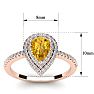 1 Carat Pear Shape Citrine and Double Halo Diamond Ring In 14 Karat Rose Gold Image-5