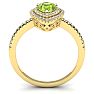 1 Carat Pear Shape Peridot and Double Halo Diamond Ring In 14 Karat Yellow Gold Image-3