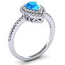 1 1/5 Carat Pear Shape Blue Topaz and Double Halo Diamond Ring In 14 Karat White Gold Image-2