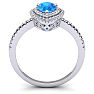 1 1/5 Carat Pear Shape Blue Topaz and Double Halo Diamond Ring In 14 Karat White Gold Image-3