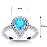 1 1/5 Carat Pear Shape Blue Topaz and Double Halo Diamond Ring In 14 Karat White Gold Image-5
