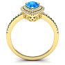 1 1/5 Carat Pear Shape Blue Topaz and Double Halo Diamond Ring In 14 Karat Yellow Gold Image-3