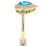1 1/5 Carat Pear Shape Blue Topaz and Double Halo Diamond Ring In 14 Karat Yellow Gold Image-4