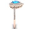 1 1/5 Carat Pear Shape Blue Topaz and Double Halo Diamond Ring In 14 Karat Rose Gold Image-4