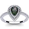 1-1/5 Carat Pear Shape Mystic Topaz Ring With Double Diamond Halo In 14 Karat White Gold Image-1