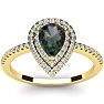 1-1/5 Carat Pear Shape Mystic Topaz Ring With Double Diamond Halo In 14 Karat Yellow Gold Image-1