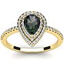 1-1/5 Carat Pear Shape Mystic Topaz Ring With Double Diamond Halo In 14 Karat Yellow Gold Image-1