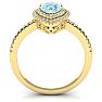 Aquamarine Ring: Aquamarine Jewelry: 1 Carat Pear Shape Aquamarine and Double Halo Diamond Ring In 14 Karat Yellow Gold Image-3