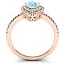 Aquamarine Ring: Aquamarine Jewelry: 1 Carat Pear Shape Aquamarine and Double Halo Diamond Ring In 14 Karat Rose Gold Image-3