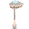 Aquamarine Ring: Aquamarine Jewelry: 1 Carat Pear Shape Aquamarine and Double Halo Diamond Ring In 14 Karat Rose Gold Image-4