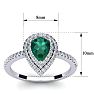 1 Carat Pear Shape Emerald and Double Halo Diamond Ring In 14 Karat White Gold Image-5