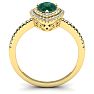 1 Carat Pear Shape Emerald and Double Halo Diamond Ring In 14 Karat Yellow Gold Image-3