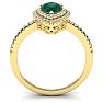1 Carat Pear Shape Emerald and Double Halo Diamond Ring In 14 Karat Yellow Gold Image-3