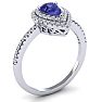 1 Carat Pear Shape Tanzanite and Double Halo Diamond Ring In 14 Karat White Gold Image-2