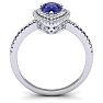 1 Carat Pear Shape Tanzanite and Double Halo Diamond Ring In 14 Karat White Gold Image-3