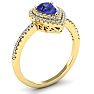 1 Carat Pear Shape Tanzanite and Double Halo Diamond Ring In 14 Karat Yellow Gold Image-2
