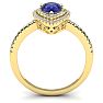 1 Carat Pear Shape Tanzanite and Double Halo Diamond Ring In 14 Karat Yellow Gold Image-3