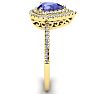 1 Carat Pear Shape Tanzanite and Double Halo Diamond Ring In 14 Karat Yellow Gold Image-4