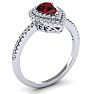 Garnet Ring: Garnet Jewelry: 1 1/5 Carat Pear Shape Garnet and Double Halo Diamond Ring In 14 Karat White Gold Image-2