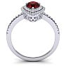 Garnet Ring: Garnet Jewelry: 1 1/5 Carat Pear Shape Garnet and Double Halo Diamond Ring In 14 Karat White Gold Image-3