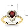 Garnet Ring: Garnet Jewelry: 1 1/5 Carat Pear Shape Garnet and Double Halo Diamond Ring In 14 Karat Yellow Gold Image-5