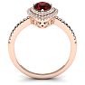 Garnet Ring: Garnet Jewelry: 1 1/5 Carat Pear Shape Garnet and Double Halo Diamond Ring In 14 Karat Rose Gold Image-3