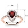 Garnet Ring: Garnet Jewelry: 1 1/5 Carat Pear Shape Garnet and Double Halo Diamond Ring In 14 Karat Rose Gold Image-5