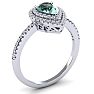 1 Carat Pear Shape Green Amethyst and Double Halo Diamond Ring In 14 Karat White Gold Image-2