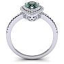1 Carat Pear Shape Green Amethyst and Double Halo Diamond Ring In 14 Karat White Gold Image-3