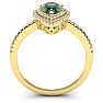1 Carat Pear Shape Green Amethyst and Double Halo Diamond Ring In 14 Karat Yellow Gold Image-3