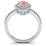 1 Carat Pear Shape Morganite and Double Halo Diamond Ring In 14 Karat White Gold Image-3