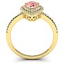1 Carat Pear Shape Morganite and Double Halo Diamond Ring In 14 Karat Yellow Gold Image-3