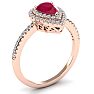 1 Carat Pear Shape Ruby and Double Halo Diamond Ring In 14 Karat Rose Gold Image-2