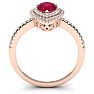 1 Carat Pear Shape Ruby and Double Halo Diamond Ring In 14 Karat Rose Gold Image-3