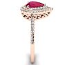 1 Carat Pear Shape Ruby and Double Halo Diamond Ring In 14 Karat Rose Gold Image-4