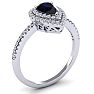 1 Carat Pear Shape Sapphire and Double Halo Diamond Ring In 14 Karat White Gold Image-2