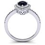 1 Carat Pear Shape Sapphire and Double Halo Diamond Ring In 14 Karat White Gold Image-3