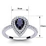 1 Carat Pear Shape Sapphire and Double Halo Diamond Ring In 14 Karat White Gold Image-5