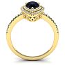 1 Carat Pear Shape Sapphire and Double Halo Diamond Ring In 14 Karat Yellow Gold Image-3