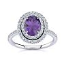 1 1/2 Carat Oval Shape Amethyst and Double Halo Diamond Ring In 14 Karat White Gold Image-1