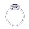 1 1/2 Carat Oval Shape Amethyst and Double Halo Diamond Ring In 14 Karat White Gold Image-3
