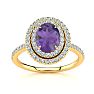 1 1/2 Carat Oval Shape Amethyst and Double Halo Diamond Ring In 14 Karat Yellow Gold Image-1